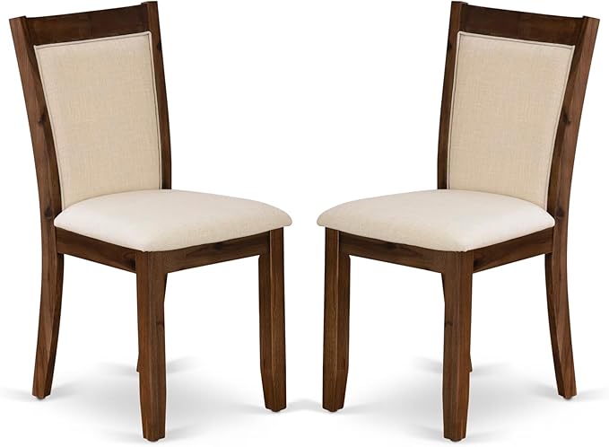 East West Furniture V777MZN32-7 7 Piece Dining Room Table Set Consist of a Rectangle Dining Table with V-Legs and 6 Light Beige Linen Fabric Upholstered Chairs, 40x72 Inch, Multi-Color