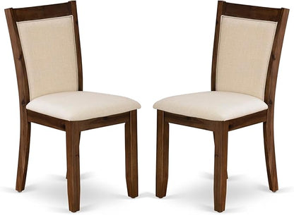 East West Furniture V777MZN32-9 9 Piece Dining Room Furniture Set Includes a Rectangle Dining Table with V-Legs and 8 Light Beige Linen Fabric Upholstered Chairs, 40x72 Inch, Multi-Color
