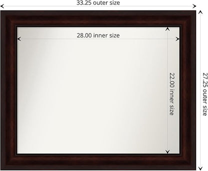 Amanti Art Silver Bathroom Mirror for Over Sink, 26x32 Classic Honey Silver Rectangle Vanity Mirror, Large Casual Frame, Hangs Horizonally and Vertically, Bathroom Wall Decor, Non-Beveled Edge