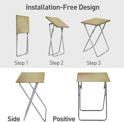 Garden 4 you Tv Trays, Folding Tray Table, Dinner Tray Table with No Assembly Required&Sturdy, Foldable Snack Eating Trays Table for Living Room, 15 x 18.9 x 26 in(Natural,2PC)