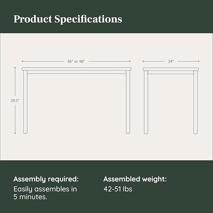 Branch Daily Desk - Functional at Home Office Desk with Effortless Assembly, Timeless Design, Rounded Corners, and Built-in Cable Notch - 36” W x 28.5” H x 24” D - Walnut Work Table