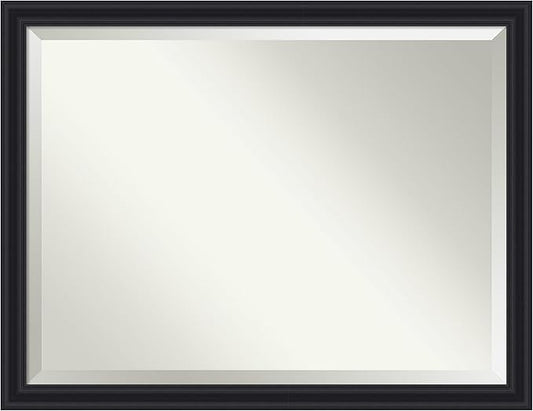 Amanti Art Black Bathroom Mirror for Over Sink, 34x44 Dalat Black Rectangle Vanity Mirror, X-Large Traditional Frame, Hangs Horizonally and Vertically, Bathroom Wall Decor, Beveled Edge