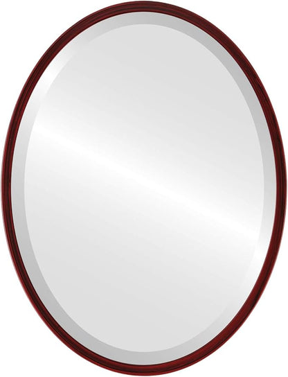 OVALCREST - Oval Wooden Beveled Wall Mirror for Home Decor, Bathroom, Vanity, Bedroom, Living Room, Hallway - London Style (Black Cherry) 17.1 x 21.1