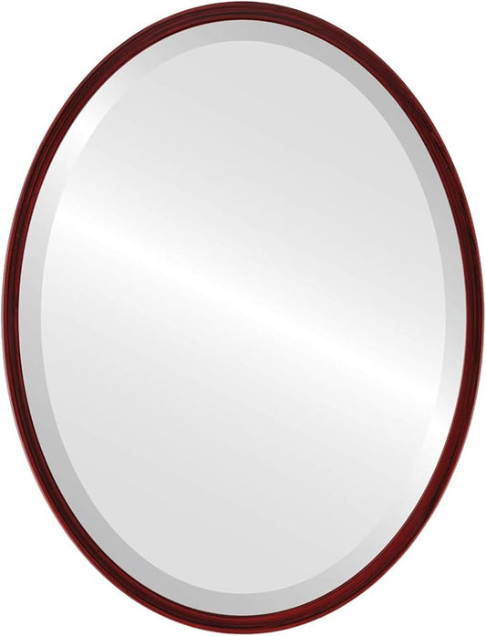 OVALCREST - Oval Wooden Beveled Wall Mirror for Home Decor, Bathroom, Vanity, Bedroom, Living Room, Hallway - London Style (Black Cherry) 23.1 x 29.1