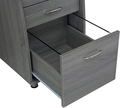 47.5'' Computer Desk with File Cabinet and Drawers, Storage Cabinet with Removable Shelf and Ventilation for CPU, Home Office Desk or Computer Workstation with Keyboard Tray, Grey