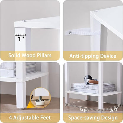 54in Tall Bookshelf 5-Tier Small Narrow Bookcase, Skinny Book Shelf for Small Space, Farmhouse Slim Shelf with Storage, Wood Freestanding Display Thin Bookshelves for Living Room, Office, White