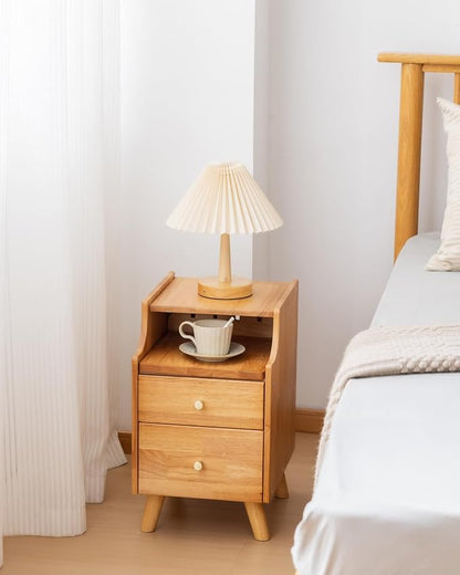 Small Nightstand, Narrow Nightstand, Solid Wood Night Stand, Narrow Side Table for Small Spaces, Couch, Nature Color 11.81 in Wide