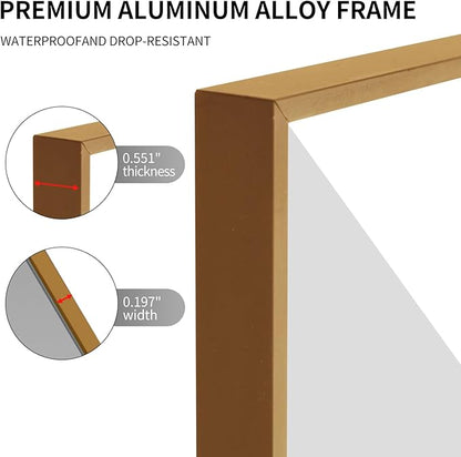 Golden Bathroom Mirror for Wall, Rectangle Mirrors with Metal Frame, Modern Vanity Wall Mirror Decor for Entryway Hangs, Bathroom Living Room Horizontal or Vertical(Golden, 30" L x 24" W)