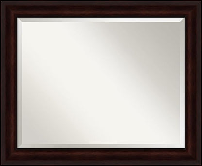Amanti Art Brown Bathroom Mirror for Over Sink, 27x33 Coffee Bean Brown Rectangle Vanity Mirror, Large Casual Frame, Hangs Horizonally and Vertically, Bathroom Wall Decor, Beveled Edge from WI, USA