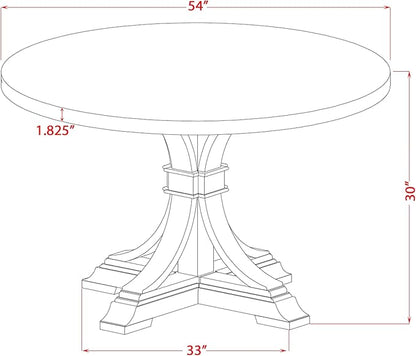 I7MZ7-50N-04 7-Pc Dining Set consists of a Pedestal Dining Table and 6 Light Tan Polyester Fabric Dining Chairs with Padded Back - Antique Walnut Finish