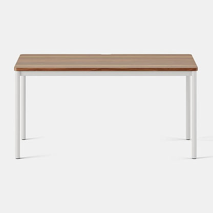 Branch Daily Desk - Functional at Home Office Desk with Effortless Assembly, Timeless Design, Rounded Corners, and Built-in Cable Notch - 58” W x 27” H x 24” D - Walnut - White