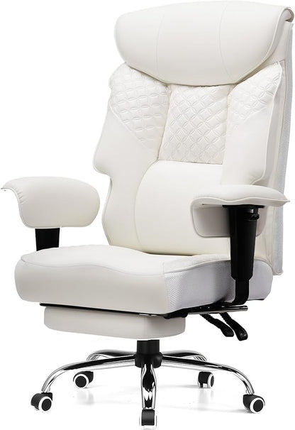 GTRACING Big and Tall Office Chair 400LBS Wide Ergonomic Gaming Chair with Deluxe Embossing Designed Leather with Foot Rest,150°Reclining Adjustable Soft Armrests Pocket Spring Back Support and Pillow