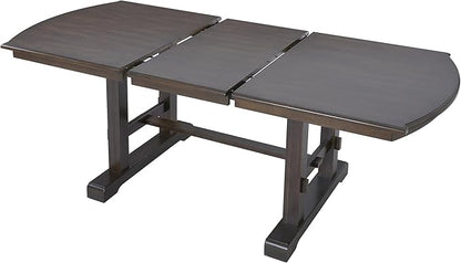Ball & Cast 60"-78" Extendable Farmhouse Dining-Table for 6-8, Expandable Wooden Kitchen Table with 18" Removable Leaf, Large Retro H-Leg Dining Room Table for 4-8,Space Saving & Sturdy, Brown