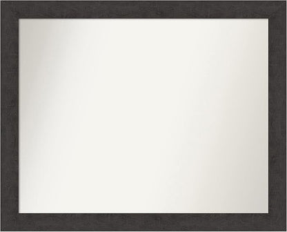 Amanti Art Brown Bathroom Mirror for Over Sink, 28x34 Rustic Plank Espresso Rectangle Vanity Mirror, Large Country Rustic Frame, Hangs Horizonally and Vertically, Bathroom Wall Decor, Non-Beveled Edge