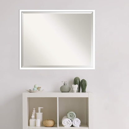 Amanti Art White Bathroom Mirror for Over Sink, 24x30 Svelte White Rectangle Vanity Mirror, Large Modern Contemporary Wood Frame, Hangs Horizonally and Vertically, Bathroom Wall Decor, Beveled Edge