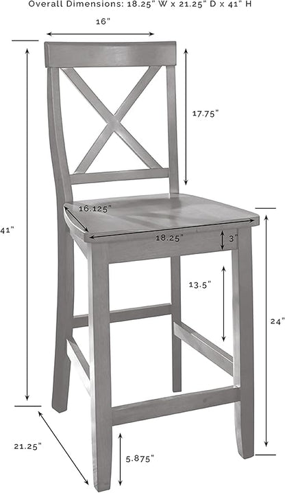 Crosley Furniture X-Back Wood Counter Height Bar Stools Set of 2, White, 24-inch
