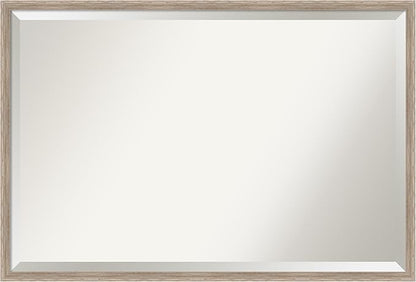 Amanti Art White Bathroom Mirror for Over Sink, 25x37 Hardwood Wedge White Wash Rectangle Vanity Mirror, Large Country Rustic Wood Frame, Hangs Horizonally and Vertically, Bathroom Wall Decor,