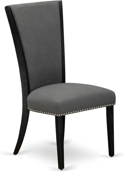 East West Furniture V696VE650-5 5 Piece Dining Set Includes a Rectangle Dining Room Table with V-Legs and 4 Dark Gotham Linen Fabric Parsons Chairs, 36x60 Inch, Multi-Color