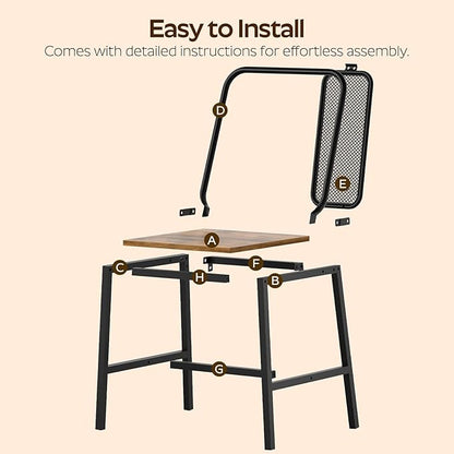Dining Chairs Set of 6, Wooden Kitchen Chairs, Farmhouse Dining Chairs with Back Support, for Living Room, Kitchen, Rustic Brown and Black CY01L6BR