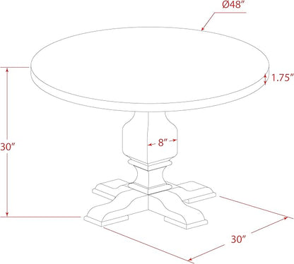 East West Furniture I3MZ7-748 7 Piece Dining Room Table Set Consist of a Round Dining Table with Pedestal and 6 Coffee Linen Fabric Upholstered Chairs, 48x48 Inch, Distressed Jacobean