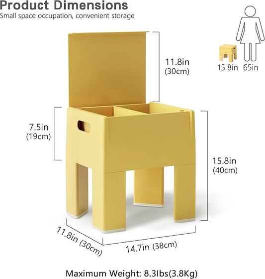 Nightstand Bedside with Storage Space, Multifunctional Colorful Plastic End Table Small Side Table for Bedroom, Dorm and Small Spaces, Easy Assembly(14.7" D x 11.8" W x 15.8" H, Yellow)