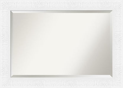 Amanti Art White Bathroom Mirror for Over Sink, 31x43 Luxe White Rectangle Vanity Mirror, Large Traditional Frame, Hangs Horizonally and Vertically, Bathroom Wall Decor, Beveled Edge