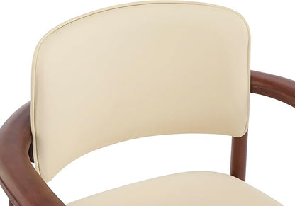 Merax Rubber Wood Dining Chairs Set of 2, Comfortable PU Foam Seat Armchairs for Living Room Dining Room, Bearing 300 lbs, Dark Walnut Color