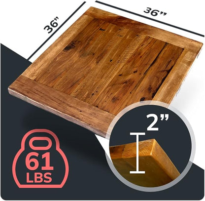 Reclaimed Wood Table Top - Rustic Recycled Solid Wooden Piece Perfect for Signs, Counters, Kitchens Table Tops (Reclaimed Wood Tabletop with Breadboard Ends, 36" x 36")
