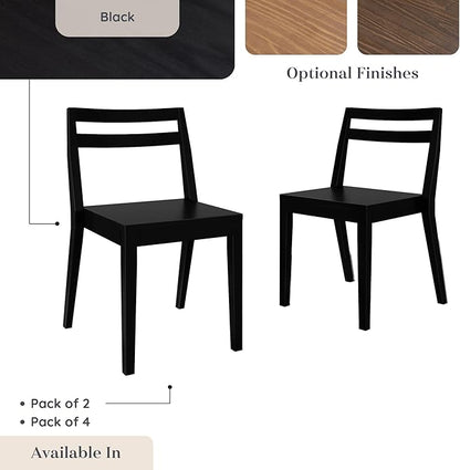 Grain & Grove Davie Dining Room Chairs Set of 2, Solid Wood Modern Kitchen Chair for Living Room, Kitchen, Black