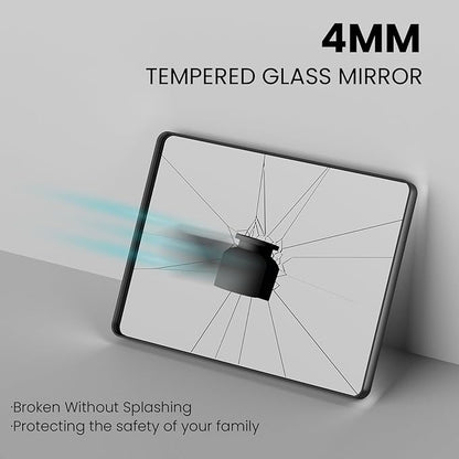 Black Bathroom Mirror 38X38 Inch, Black Metal Framed Mirror for Wall, Rounded Rectangle Matte Bathroom Vanity Mirror with Tempered Glass, Anti-Rust, Horizontal/Vertical