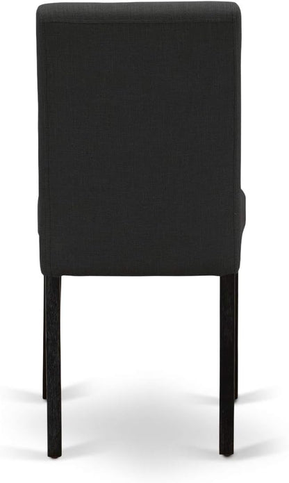East West Furniture X627AB624-7 7 Piece Dining Room Furniture Set Consist of a Rectangle Dining Table with X-Legs and 6 Black Color Linen Fabric Upholstered Chairs, 40x72 Inch, Multi-Color