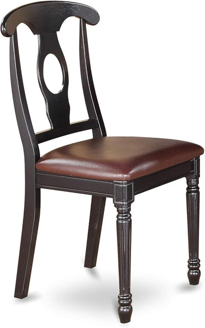 East West Furniture LGKE5-BLK-LC 5 Piece Dining Set Includes a Rectangle Dining Table with Butterfly Leaf and 4 Faux Leather Kitchen Room Chairs, 42x84 Inch, Black