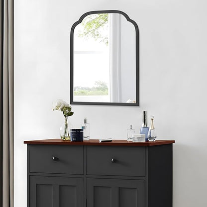 18X24 Inch Black Mirror for Wall with Metal Frame Rectangular Rounded Bathroom Vanity Mirror Anti-Rust, Hangs (Black 18" x 24")