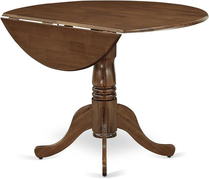 East West Furniture DLAS3-AWA-08 3 Piece Dinner Table Set Includes A Mid Century Modern Table and 2 Mist Beige Polyester Fabric Dinning Chairs, Antique Walnut
