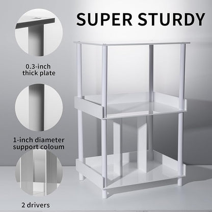 Antilope 18x14 White Acrylic Record Player Stand with Vinyl Storage, 3 Tiers Turntable Stand Holder Up to 200 Albums, Large Record Player Table Cabinet Organizer for Living Room Bedroom Corner