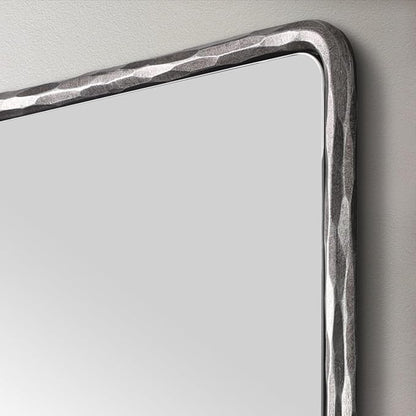 ANDY STAR Hand-Forged Silver Bathroom Mirrors for Wall, 30x40 Inch Vintage Solid Steel Metal Frame Bathroom Vanity Mirror, Antique Rounded Rectangle Wall Mirror, Hangs Horizontally or Vertically