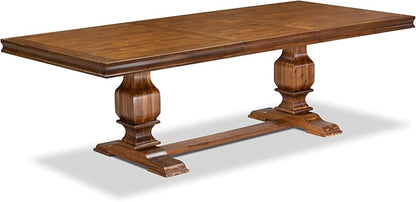 NKSI9-AWA-04 9-Piece Dining Table Set Consists of a Dining Table and 8 Light Tan Linen Fabric Kitchen Chairs with Button Tufted Back - Antique Walnut Finish