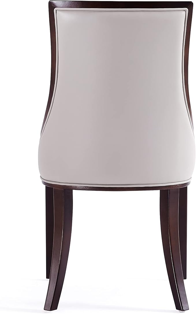 Manhattan Comfort Grand Avenue Faux Leather Dining Chairs, Parsons Accent Furniture with Padded Wingback Seat and Solid Beech Wood Frame, Set of 4, Light Grey