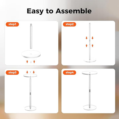 Acrylic Drink Table for Small Spaces, Clear Side Table, 10" L x 10" W x 21.3" H, Round End Table for Living Room, Bedroom, Office, Easy Assembly