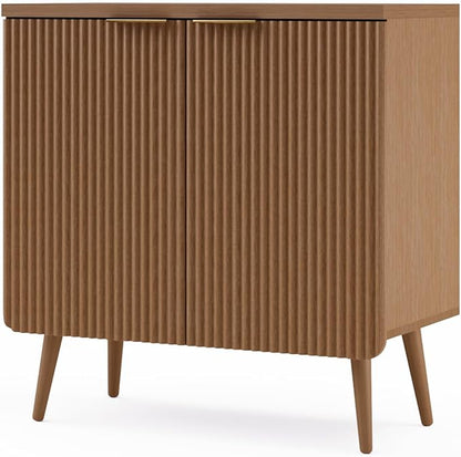 29.5" Sideboard Cabinet with 2 Doors, Modern Buffet Cabinet with Adjustable Shelf, Dining Room Sideboard, Fluted Buffet Sideboard for Living Room, Hallway, Entryway, Walnut