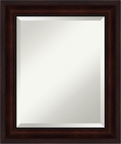 Amanti Art Brown Wall Mirror 25x21 Coffee Bean Brown Rectangle Bathroom Mirror for Wall Decor Living Room, Small Casual Frame, Hangs Horizonally and Vertically, Bathroom Decor, Beveled Edge from WI