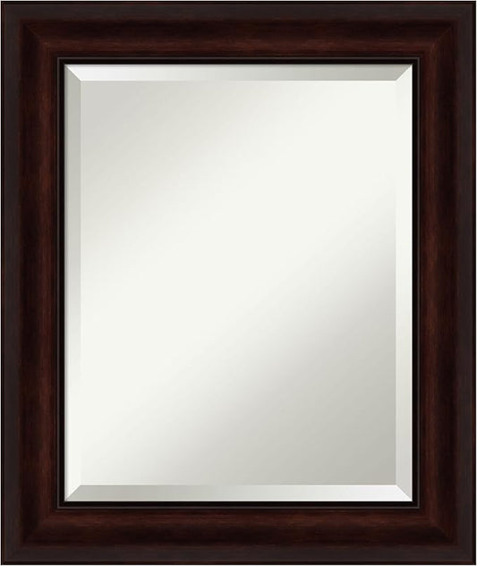 Amanti Art Brown Wall Mirror 25x21 Coffee Bean Brown Rectangle Bathroom Mirror for Wall Decor Living Room, Small Casual Frame, Hangs Horizonally and Vertically, Bathroom Decor, Beveled Edge from WI