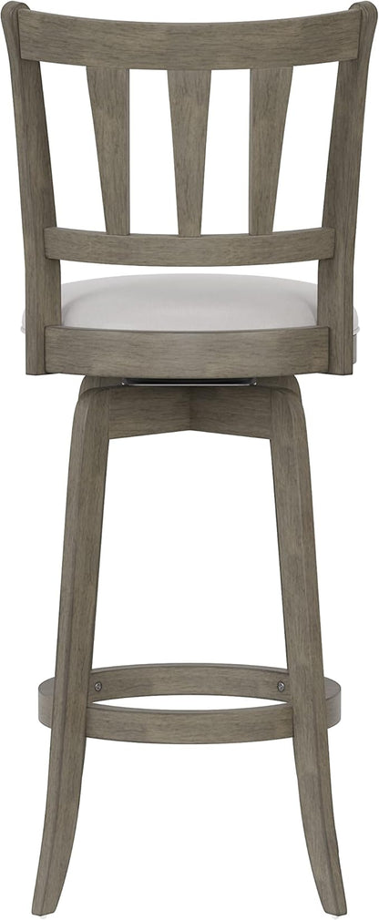 Hillsdale, Presque Isle Wood Bar Height Swivel Stool, 19"D x 17.5"W x 43.5"H, Aged Gray