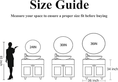 24 inch Round Black Mirror,Brushed Metal Framed Wall Mirror for Bathroom Vanity, Bedroom Decor, Living Room, Entryway