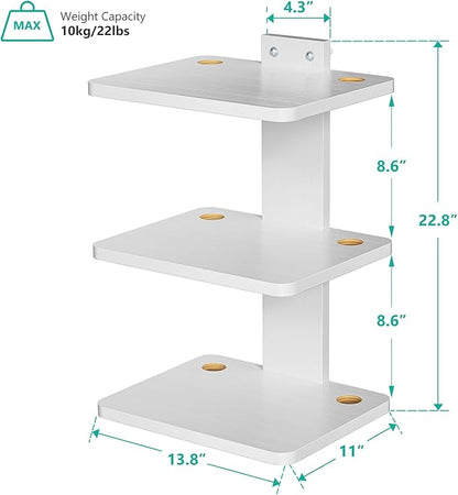 WALI Floating TV Shelf, Holds Up to 22lbs, Wooden Wall Mounted Shelves for DVD Players, Cable Boxes, Routers, Game Consoles, Living Room Decor Accessories (CS303NW), 3 Shelf, White