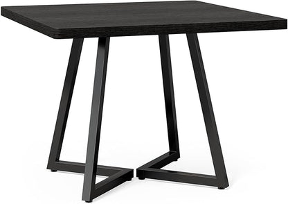 LITTLE TREE 31.5 Inches Small Dining Table for 4, Square Dinner Table for Small Space, Dining Room Tables, Black Wooden Kitchen Table with Metal Legs, Modern Leisure Cafe Table for Apartment