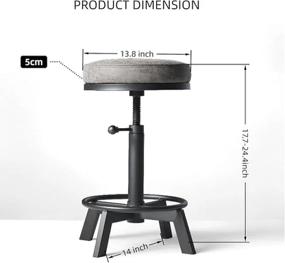 Vintage Bar Stools | Kitchen Island Counter Stool | Swivel Pu Seat | Extra Sitting | Standard Counter Height Adjustable 17-24inch (Set of 2)