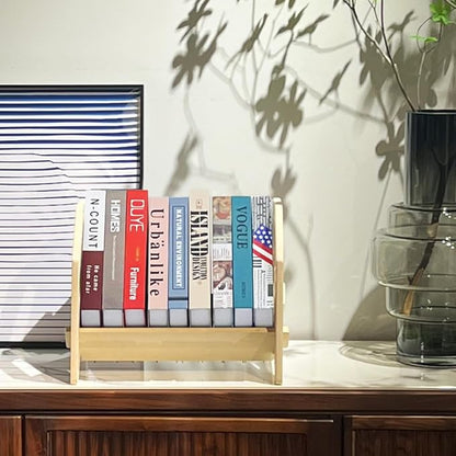 2 Pack Desktop Bookshelf, Stackable Book Organizer with Handle, Storage Rack for CD/Magazine/File Folder, Portable Small Bookshelf for Study, Living Room, Kid's Room, No Nails, Small Size