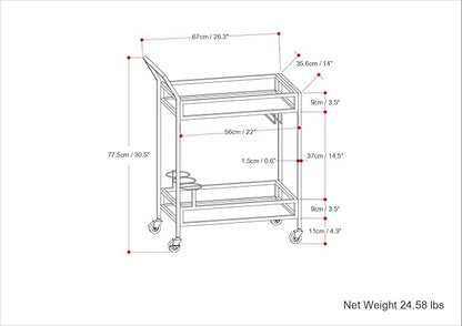 SIMPLIHOME Watts Modern 26 inch Wide Bar Cart in Chrome for the Living room, dining room and kitchen