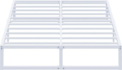 EMODA 12 Inch King Bed Frame, Metal Platform White Bed Frame King No Box Spring Needed, Heavy Duty Steel Slats Support, Easy Assembly, Noise Free
